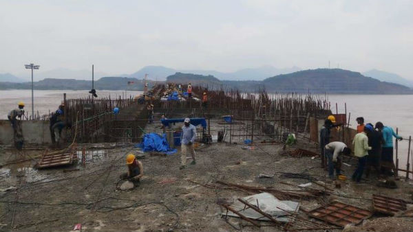 Polavaram Project works continues amid floods in Andhar Pradesh Polavaram Project works continues amid floods in Andhar Pradesh