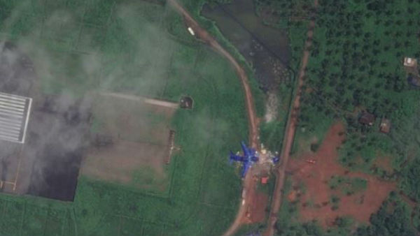 Wreckage of the Air India flight crash at Kozhikode captured in satellite images Wreckage of the Air India flight crash at Kozhikode captured in satellite images