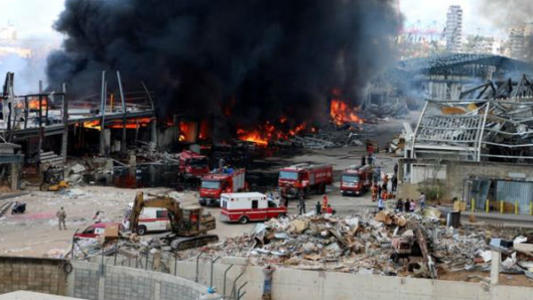 Lebanon: Massive fire erupts in Beirut port area.. Lebanon: Massive fire erupts in Beirut port area..