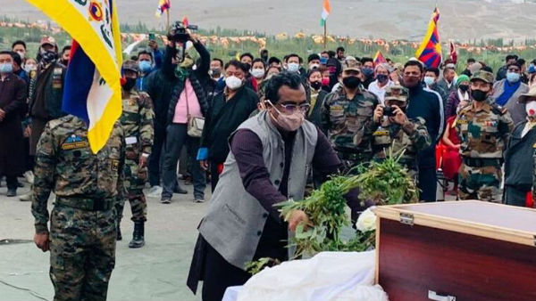 In message to Beijing, Ram Madhav at Tibetan unit soldier funeral.. In message to Beijing, Ram Madhav at Tibetan unit soldier funeral..