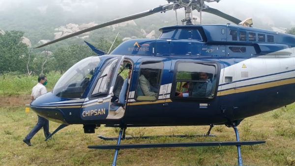 Narrow escape for jeweller family as helicopter makes emergency landing enroute Tirupati Narrow escape for jeweller family as helicopter makes emergency landing enroute Tirupati