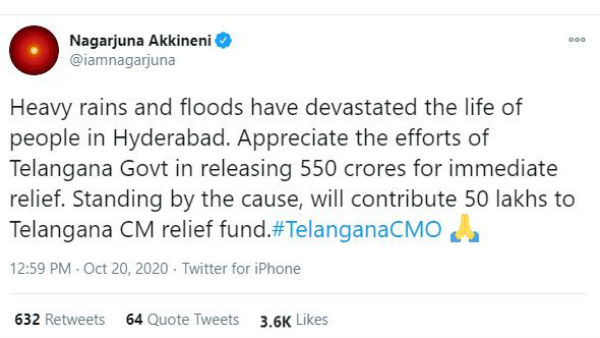 రూ.50 లక్షలు విరాళం ఇచ్చిన కింగ్