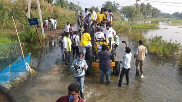 TDP leader Nara Lokesh narrowly escapes in accident in West Godavari district TDP leader Nara Lokesh narrowly escapes in accident in West Godavari district