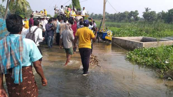 TDP leader Nara Lokesh narrowly escapes in accident in West Godavari district TDP leader Nara Lokesh narrowly escapes in accident in West Godavari district