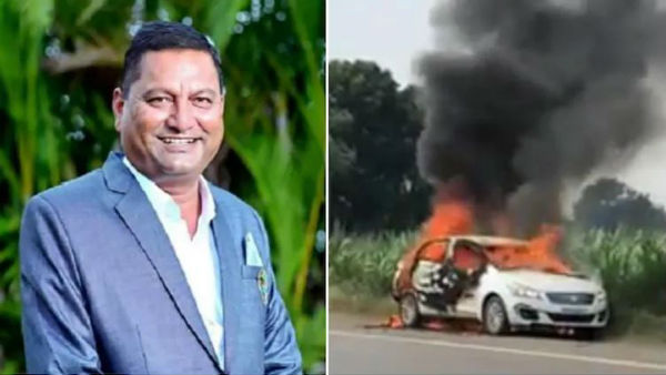 Nashik NCP leader Sanjay Shinde burnt alive after car short-circuits, catches fire Nashik NCP leader Sanjay Shinde burnt alive after car short-circuits, catches fire