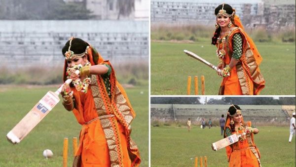 Bangladesh cricketer Sanjida Islams wedding photoshoot goes viral posed with the cricket bat Bangladesh cricketer Sanjida Islams wedding photoshoot goes viral posed with the cricket bat