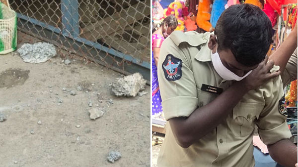 vijayawada constable injured after falling stones under kanakadurga flyover vijayawada constable injured after falling stones under kanakadurga flyover