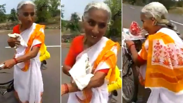 సైకిల్ పై వృద్ధురాలి సాహసయాత్ర ... సోషల్ మీడియాలో వైరల్