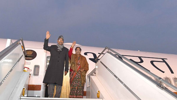 President Ram Nath Kovind boards the Air India One- B777 aircraft for inaugural flight to Chennai President Ram Nath Kovind boards the Air India One- B777 aircraft for inaugural flight to Chennai