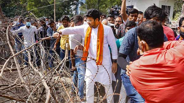 GHMC elections 2020: Case registered against BJP MP Tejaswi Surya for entering Osmania University GHMC elections 2020: Case registered against BJP MP Tejaswi Surya for entering Osmania University