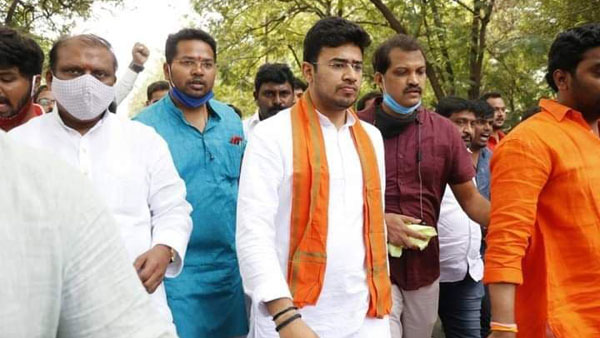 BJP MP Tejaswi Surya who went to Osmania university creates extreme tension BJP MP Tejaswi Surya who went to Osmania university creates extreme tension