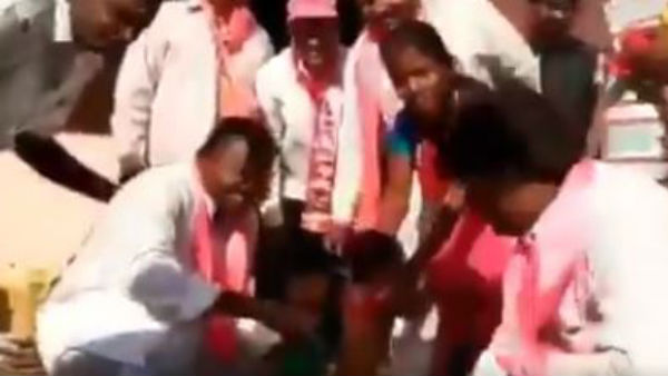 GHMC Elections 2020: Watch what this TRS leader is doing for votes,looks funny GHMC Elections 2020: Watch what this TRS leader is doing for votes,looks funny