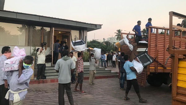 Officials evicted allegedly illegal occupants Fusion Foods owned by TDP leader Harsha Officials evicted allegedly illegal occupants Fusion Foods owned by TDP leader Harsha