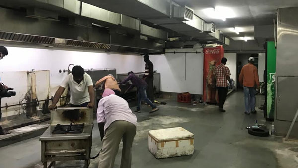 Officials evicted allegedly illegal occupants Fusion Foods owned by TDP leader Harsha Officials evicted allegedly illegal occupants Fusion Foods owned by TDP leader Harsha