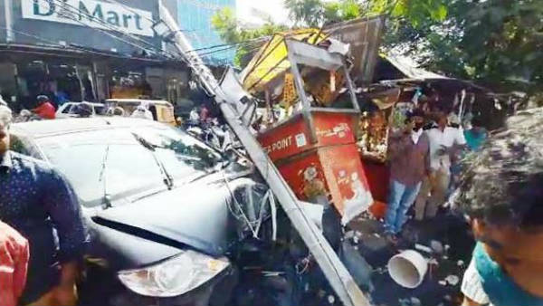 hyderabad: car accident in malakpet, one injuered hyderabad: car accident in malakpet, one injuered