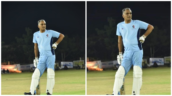 minister harish rao played freindly cricket match in siddipet minister harish rao played freindly cricket match in siddipet