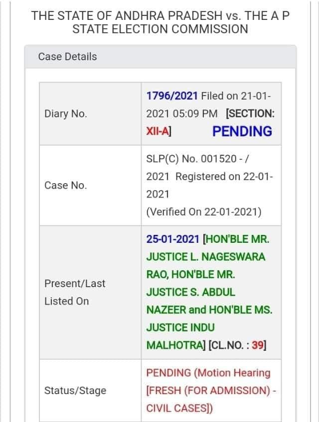 AP Panchayat elections row: govt petition transferred from Justice L Nageswara Rao bench AP Panchayat elections row: govt petition transferred from Justice L Nageswara Rao bench