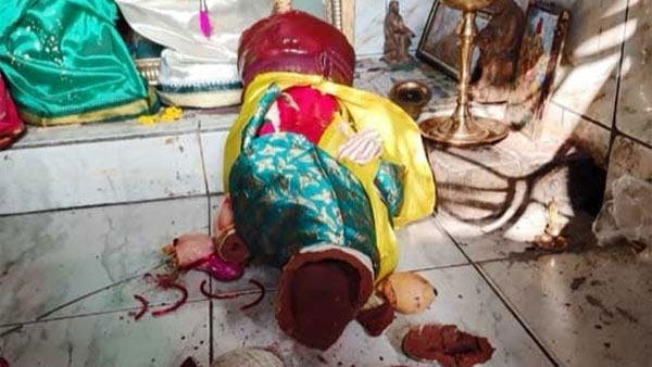 గ్రిల్స్కు తాళం వేసి ఉండగానే విగ్రహ ధ్వంసం...
