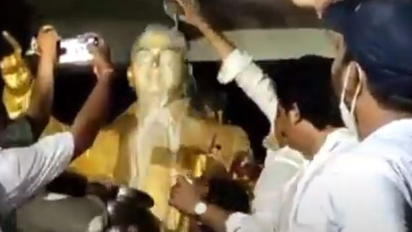 tension prevailing in Bhimavaram after dr br ambedkar statue destruction tension prevailing in Bhimavaram after dr br ambedkar statue destruction