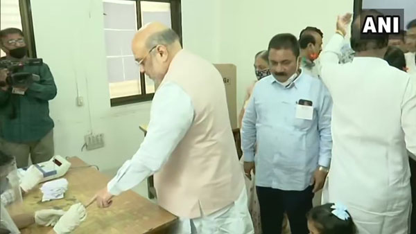 Gujarat local body polls: Union Minister Amit Shah casts his vote at Ahmedabad Gujarat local body polls: Union Minister Amit Shah casts his vote at Ahmedabad