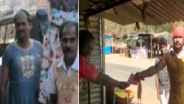 Male Candidate campaigned in a gown in vizianagaram district for panchayat elections Male Candidate campaigned in a gown in vizianagaram district for panchayat elections