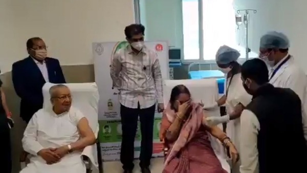 Andhra Governor and education minister takes first dose of COVID19 Vaccine Andhra Governor and education minister takes first dose of COVID19 Vaccine