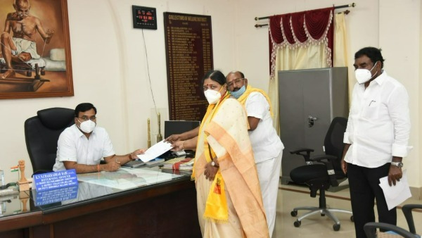 Tirupati bypoll 2021: TDP candidate Panabaka Lakshmi files nomination Tirupati bypoll 2021: TDP candidate Panabaka Lakshmi files nomination