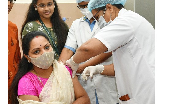 MLC Kalvakuntla Kavitha Takes first shot for Covid Vaccine In NIMS MLC Kalvakuntla Kavitha Takes first shot for Covid Vaccine In NIMS