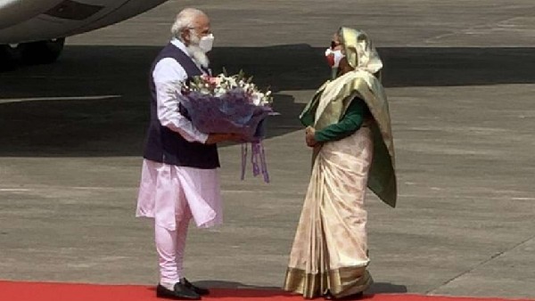 PM Modi arrives in Bangladesh, solid welcome by pm Hasina, modi editorial says golden future PM Modi arrives in Bangladesh, solid welcome by pm Hasina, modi editorial says golden future