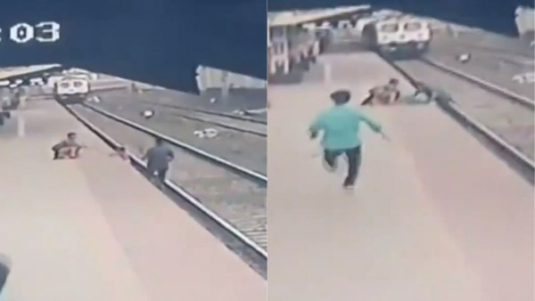 A pointsman Mayur Shelkhe saves life of a child at Vangani railway station A pointsman Mayur Shelkhe saves life of a child at Vangani railway station