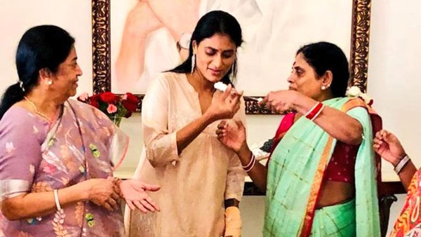 AP CM YS Jagan mother Vijayamma celebrates birthday with her daughter Sharmila AP CM YS Jagan mother Vijayamma celebrates birthday with her daughter Sharmila