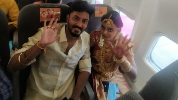 Tamil Nadu: A couple tied the knot on-board a chartered flight avoid Covid19 restrictions Tamil Nadu: A couple tied the knot on-board a chartered flight avoid Covid19 restrictions