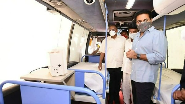 telangana minister ktr inaugurates mobile icu buses in hyderabad telangana minister ktr inaugurates mobile icu buses in hyderabad
