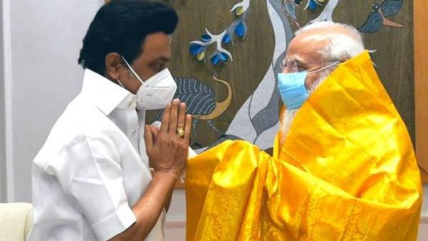Tamil Nadu CM MK Stalin Meets PM Narendra Modi In Delhi, hands over memorandum. Tamil Nadu CM MK Stalin Meets PM Narendra Modi In Delhi, hands over memorandum.