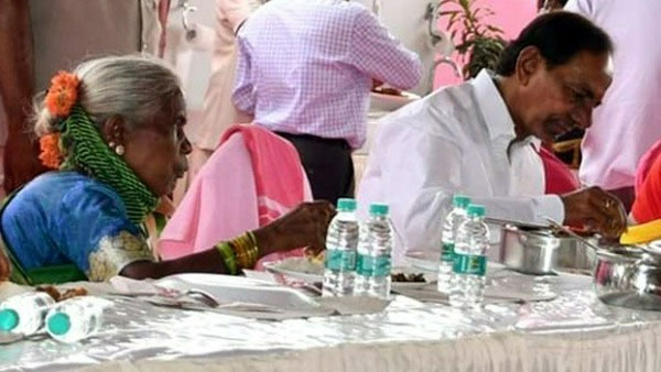 సీఎం పక్కన కూర్చుని భోజనం చేసిన మహిళకు అస్వస్థత