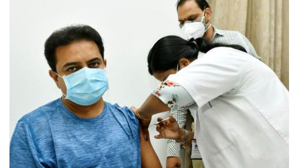 Got my first jab today: Telangana minister KTR. Got my first jab today: Telangana minister KTR.