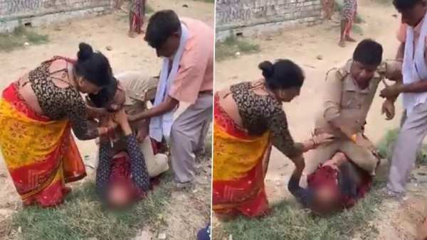 uttar pradesh police attacked a woman he dragged and sat on her to hit uttar pradesh police attacked a woman he dragged and sat on her to hit
