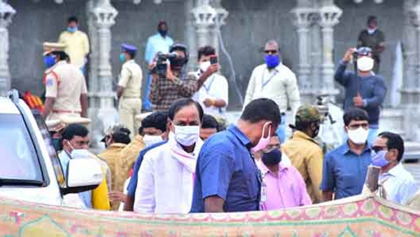 CM KCR will visit Sri Lakshmi Narasimha Swamy temple at Yadadri on Tuesday CM KCR will visit Sri Lakshmi Narasimha Swamy temple at Yadadri on Tuesday
