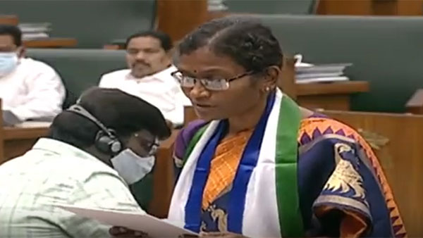 Newly elected MLA from Badvel during bypoll as YSRCP candidate Dr Sudha takes oath as a member Newly elected MLA from Badvel during bypoll as YSRCP candidate Dr Sudha takes oath as a member
