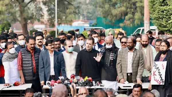 rahul gandhi joins opposition march, slams centre for not allowing to raise important issues rahul gandhi joins opposition march, slams centre for not allowing to raise important issues