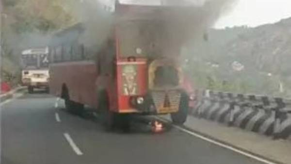 Fire accident in TTD Tirumala buse at second ghat road, pilgrims all are safe Fire accident in TTD Tirumala buse at second ghat road, pilgrims all are safe