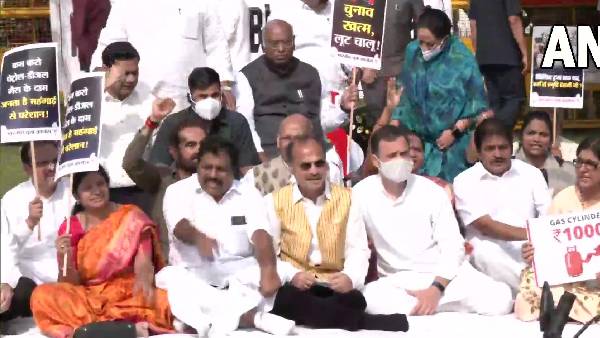 rahul gandhi protest with congress mps against fuel prices at delhi vijay chowk rahul gandhi protest with congress mps against fuel prices at delhi vijay chowk