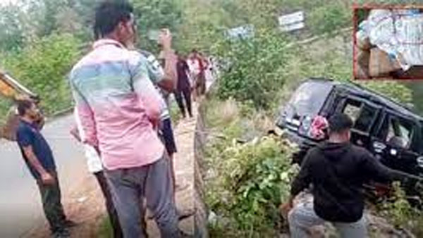 సినీ ఫక్కీలో గంజాయి కారును వెంబడించిన పోలీసులు .. జలాశయంలోకి దూసుకెళ్లిన కారు