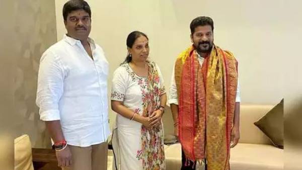 రేవంత్ ను మర్యాద పూర్వకంగా కలిసేందకు వచ్చిన విజయా రెడ్డి.. మనసు చంపుకుని మీడియా అడ్రెస్