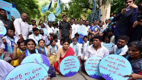 తెలంగాణా నీటిపారుదల శాఖ కార్యాలయం ముందు వైఎస్ షర్మిల ధర్నా