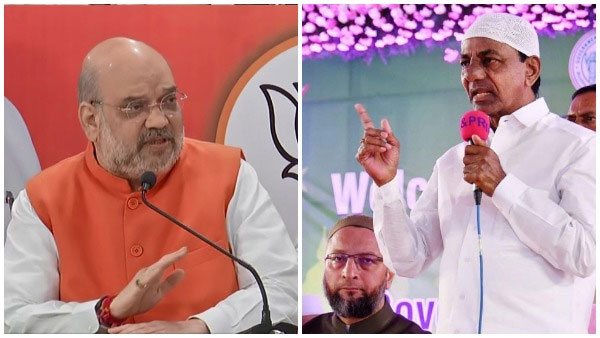 అమిత్ షా వర్సస్ కేసీఆర్ : పొలిటికల్ సెంటిమెంట్ అస్త్రాలు : ఒకే సారి పోటా పోటీగా..!!