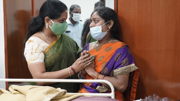 బొగ్గుగని బ్లాస్టింగ్ లో కళ్ళు కోల్పోయిన కార్మికులను పరామర్శించిన ఎమ్మెల్సీ కవిత