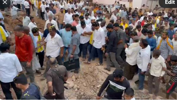after pawan kalyan, now nara lokesh visits demolished houses in ippatam village after pawan kalyan, now nara lokesh visits demolished houses in ippatam village