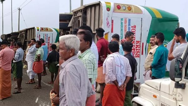 Bus carrying Sabarimala devotees from Andhra Pradesh met with an accident Pathanamthitta in Kerala Bus carrying Sabarimala devotees from Andhra Pradesh met with an accident Pathanamthitta in Kerala