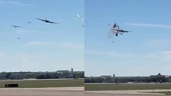 Two aircraft collided mid-air at an air show at Texas, Six people are feared dead Two aircraft collided mid-air at an air show at Texas, Six people are feared dead